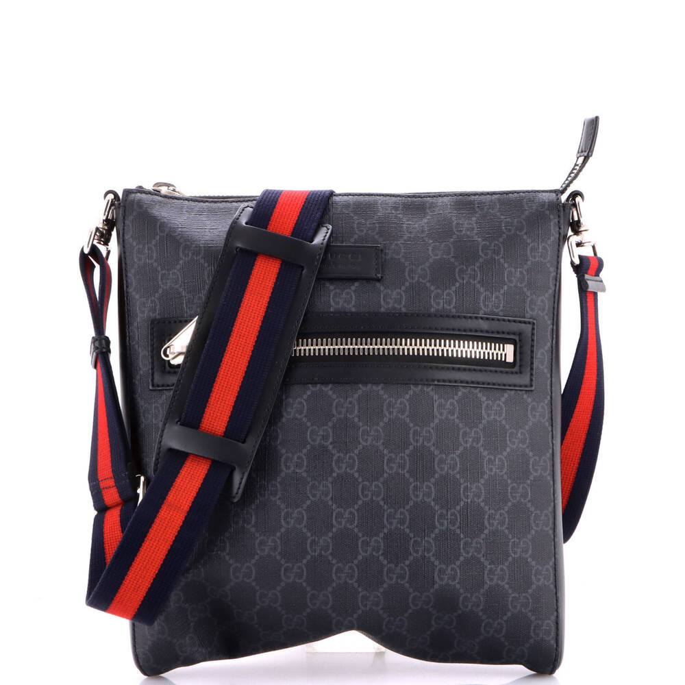Gucci Medium Web Strap Front Zip Messenger Bag